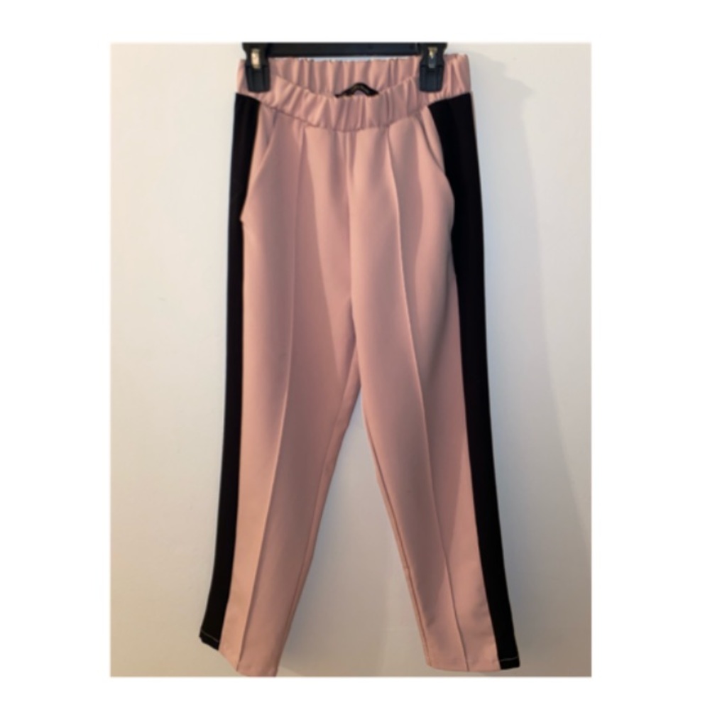 Zara dusty pink trousers w side stripe